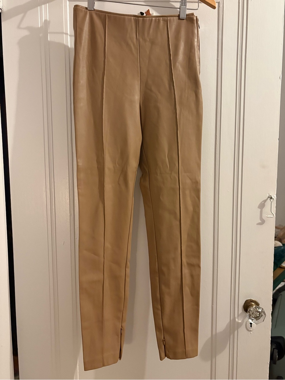 Zara Faux Leather Pants in Tan